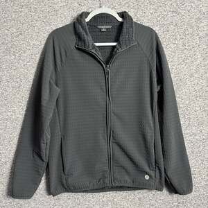 Free Fly Men's Medium Gray Textured Packable Windbreaker Gridback Fleece Jacket